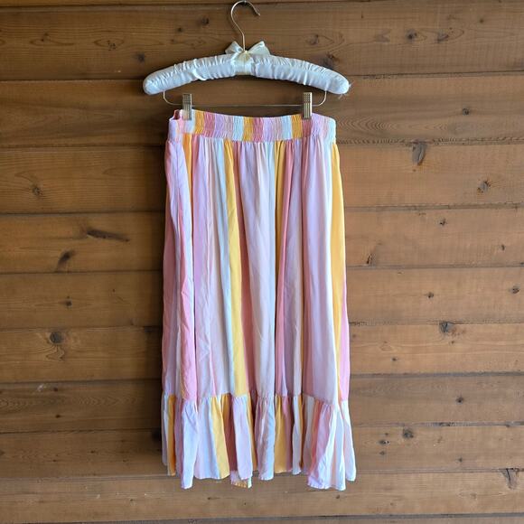 Modcloth x Collectif Katherine Peachy Stripe Skirt NWT US 12 X Pastel Cottage - Picture 3 of 6